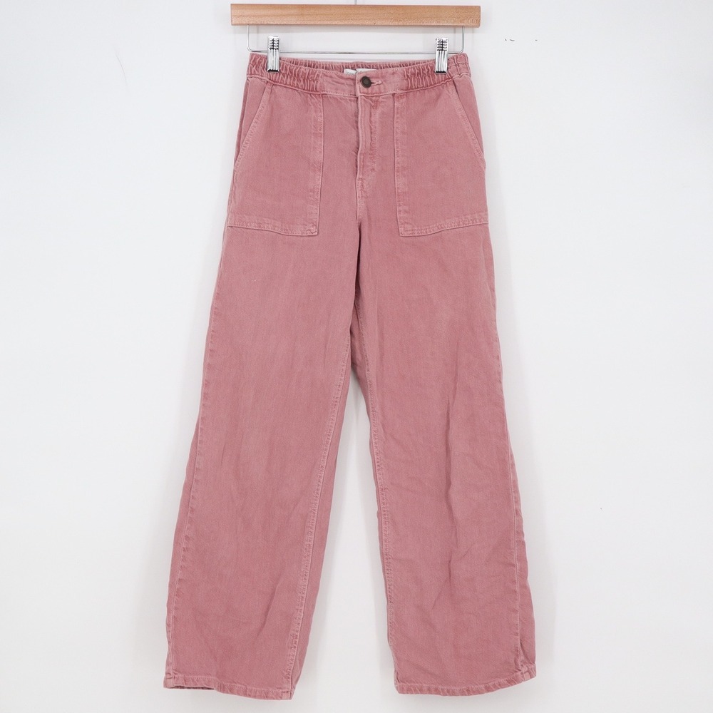Zara Pants Girls 13-14 Wide Leg Pink Patch Pocket High Rise Excellent